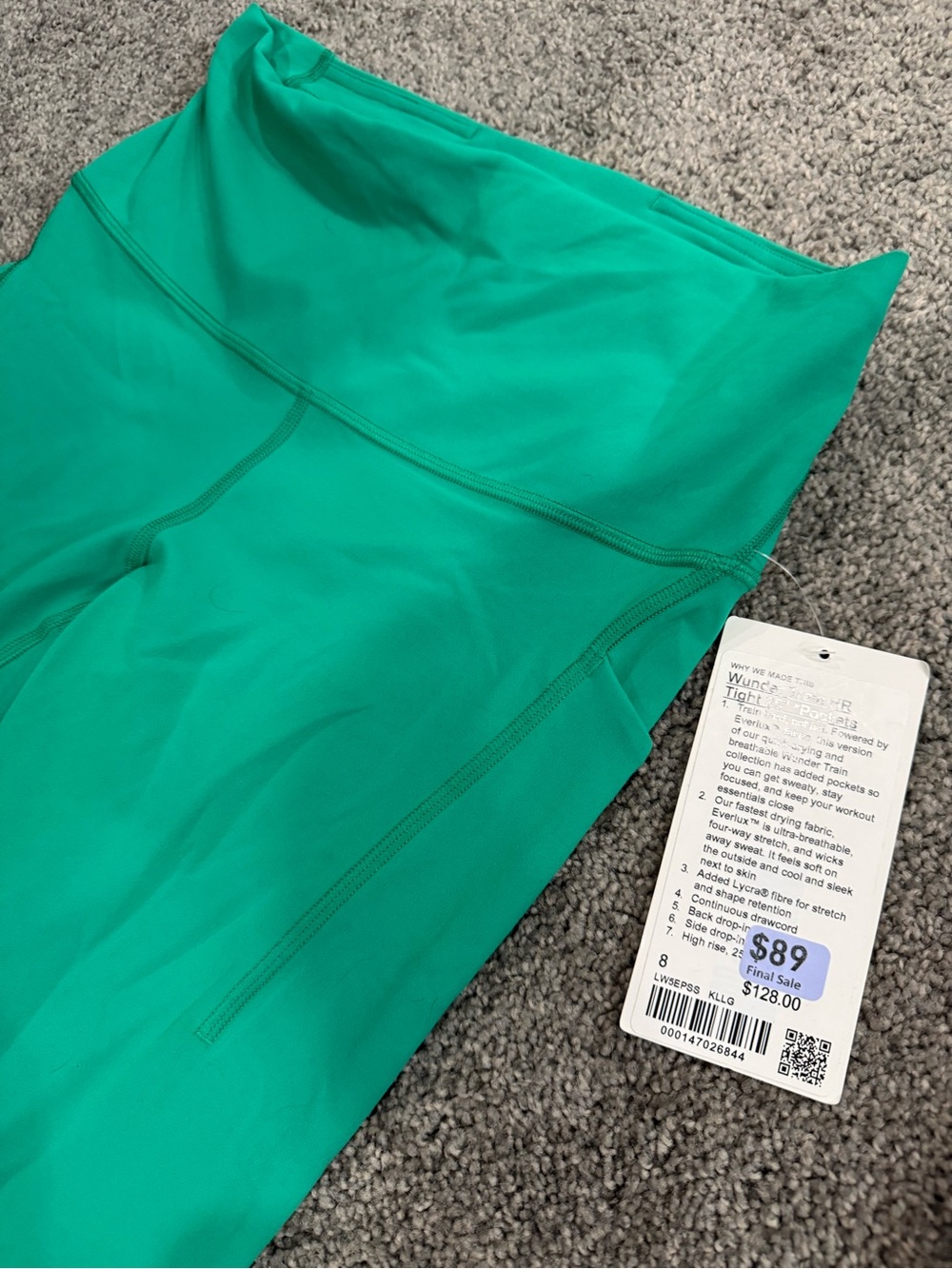 lululemon Athletic Leggings in Teal Green/Black/white